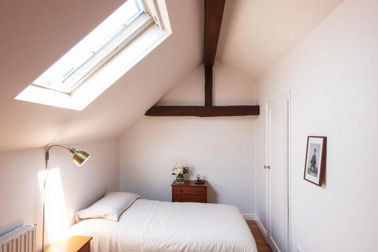 Chambre de bonne rénovée à Paris avec isolation sous rampants